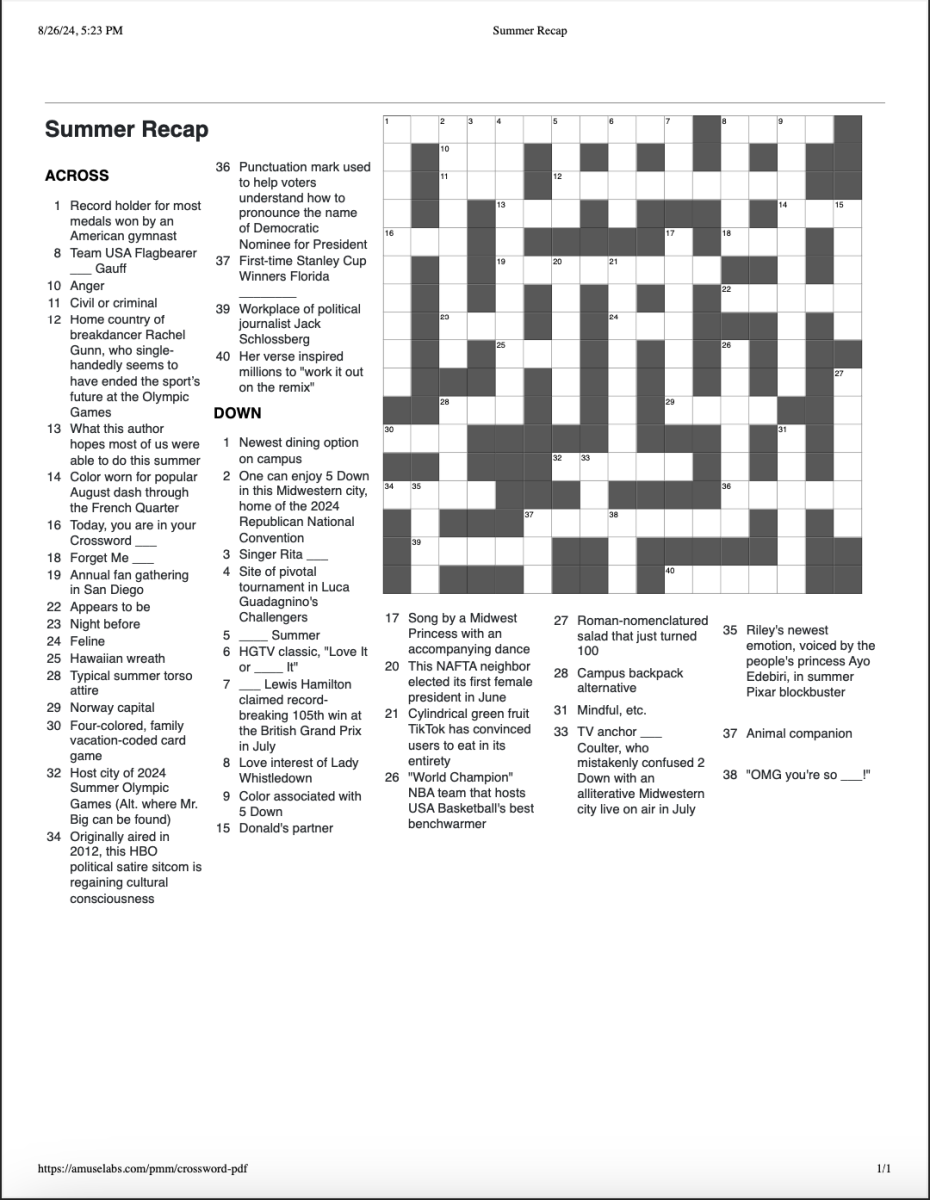 Summer Recap Crossword